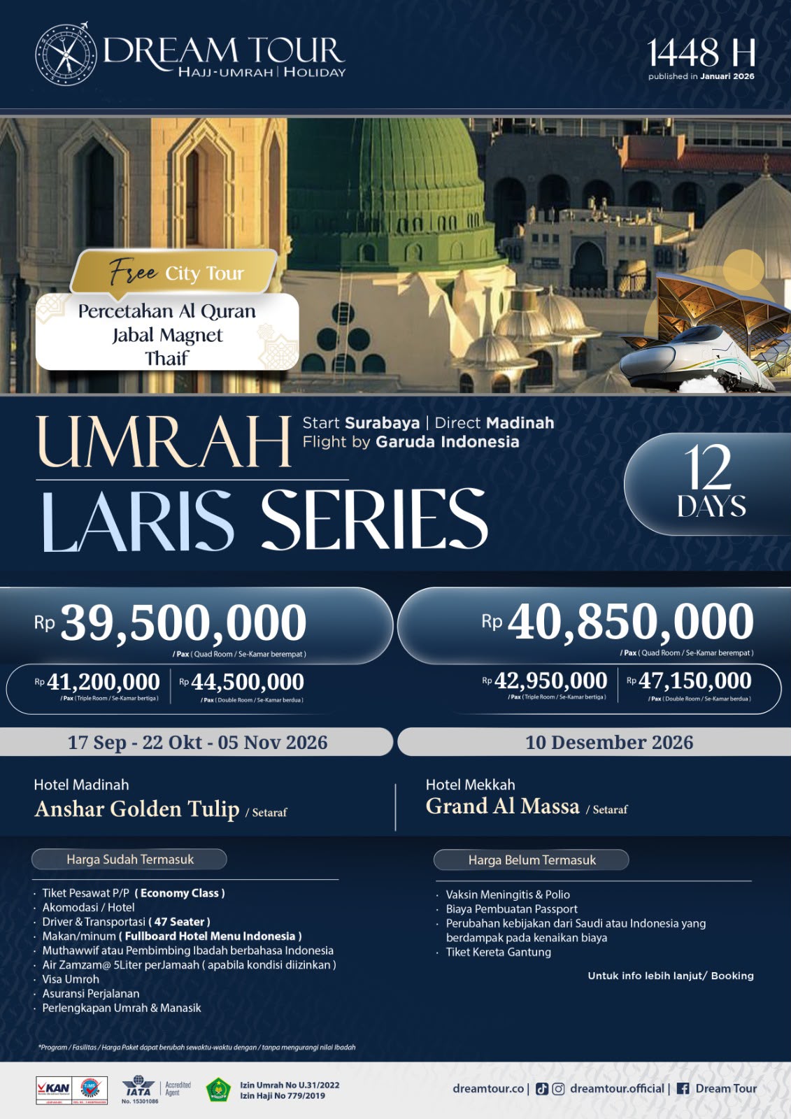 paket umroh, paket umroh 2019, umroh plus taif, umroh promo, umroh vip, dream tour, travel umroh, travel umroh terbaik, umroh exclusive, brosur umroh
