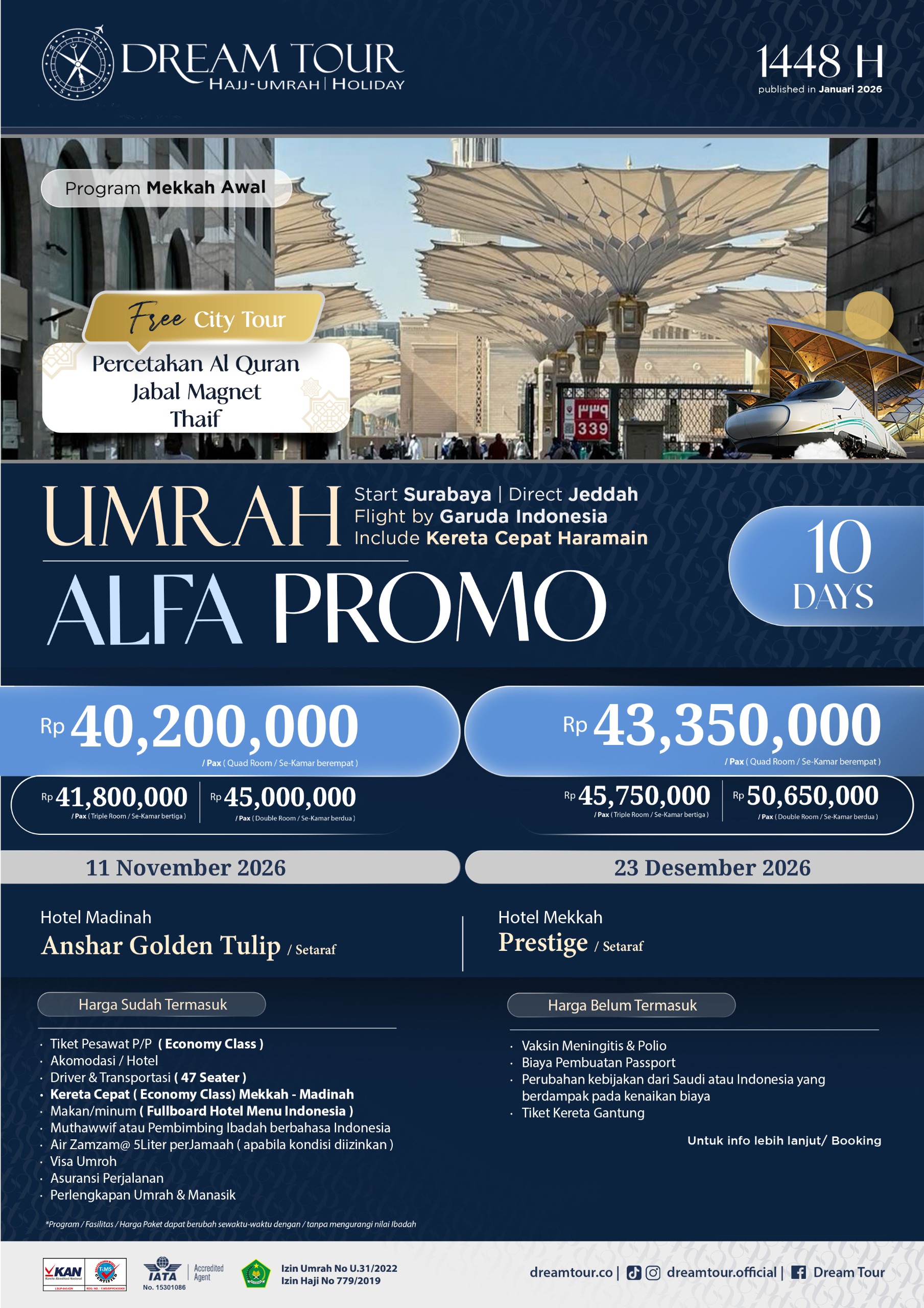 paket umroh, paket umroh 2019, umroh plus taif, umroh promo, umroh vip, dream tour, travel umroh, travel umroh terbaik, umroh exclusive, brosur umroh