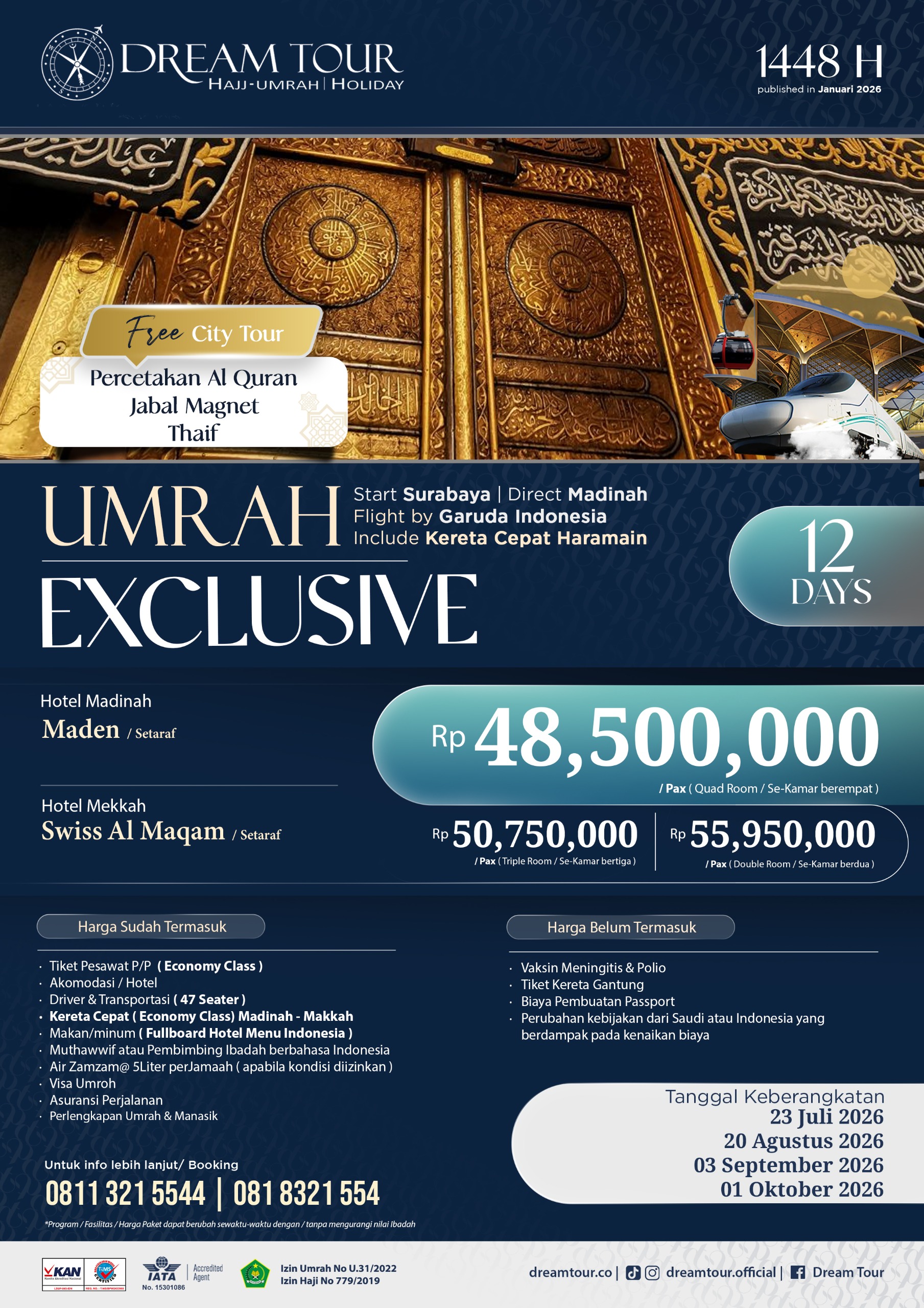 paket umroh, paket umroh 2019, umroh plus taif, umroh promo, umroh vip, dream tour, travel umroh, travel umroh terbaik, umroh exclusive, brosur umroh