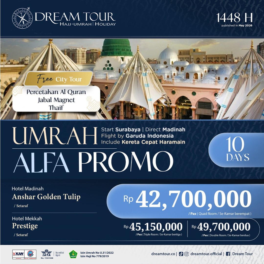 paket umroh, paket umroh 2019, umroh plus taif, umroh promo, umroh vip, dream tour, travel umroh, travel umroh terbaik, umroh exclusive, brosur umroh