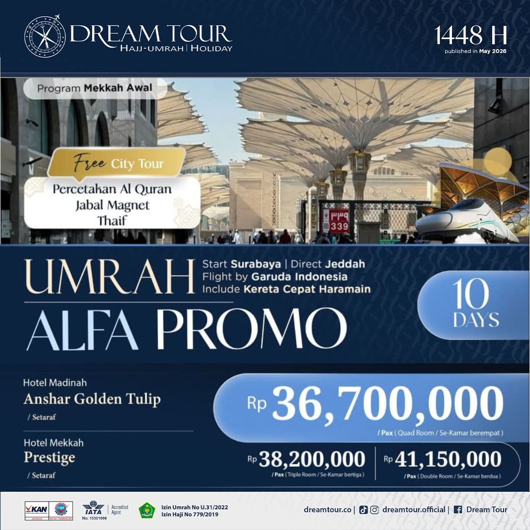 paket umroh, paket umroh 2019, umroh plus taif, umroh promo, umroh vip, dream tour, travel umroh, travel umroh terbaik, umroh exclusive, brosur umroh