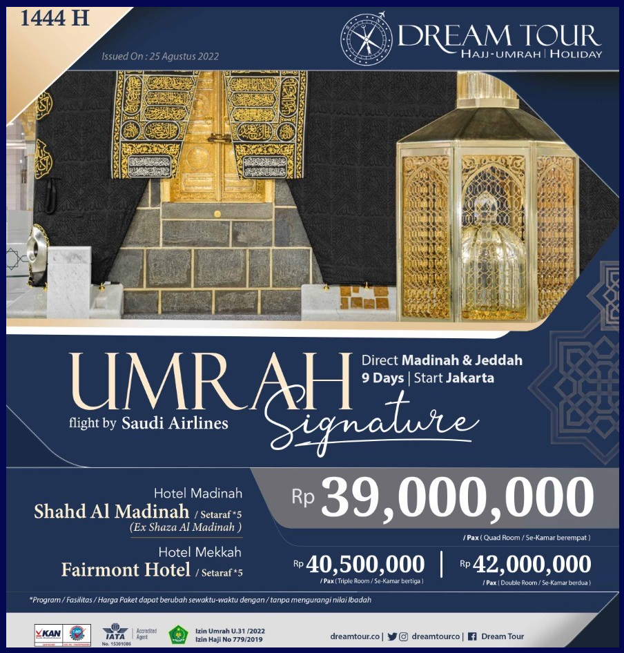 paket umroh, paket umroh 2019, umroh plus taif, umroh promo, umroh vip, dream tour, travel umroh, travel umroh terbaik, umroh exclusive, brosur umroh