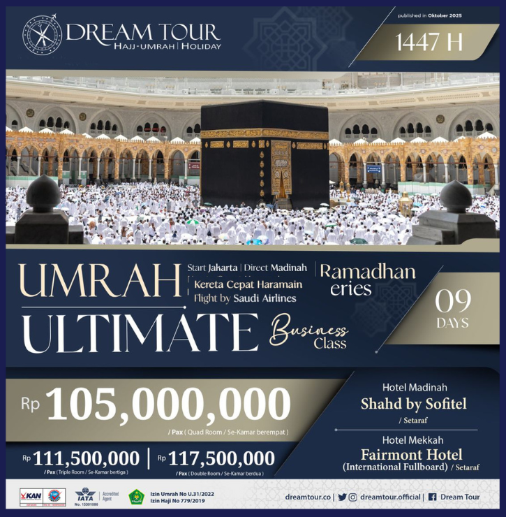 paket umroh, paket umroh 2019, umroh plus taif, umroh promo, umroh vip, dream tour, travel umroh, travel umroh terbaik, umroh exclusive, brosur umroh