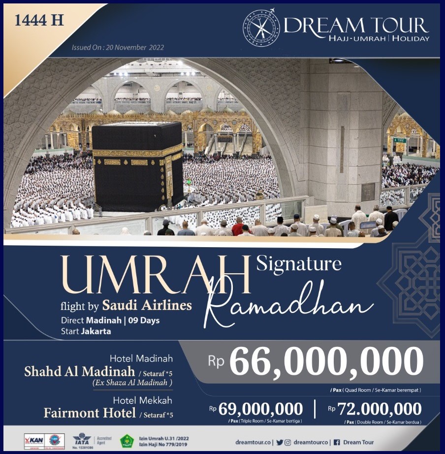 paket umroh, paket umroh 2019, umroh plus taif, umroh promo, umroh vip, dream tour, travel umroh, travel umroh terbaik, umroh exclusive, brosur umroh