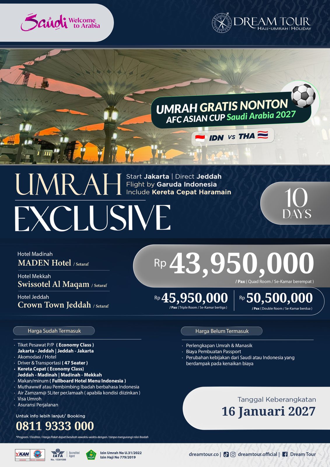 Paket Umroh Exclusive 10Hr GA Jed  (One Night Jeddah)